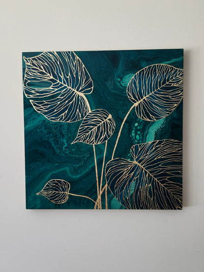 Gilded Monstera Original Painting