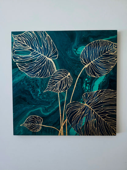 Gilded Monstera Original Painting