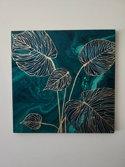 Gilded Monstera Original Painting