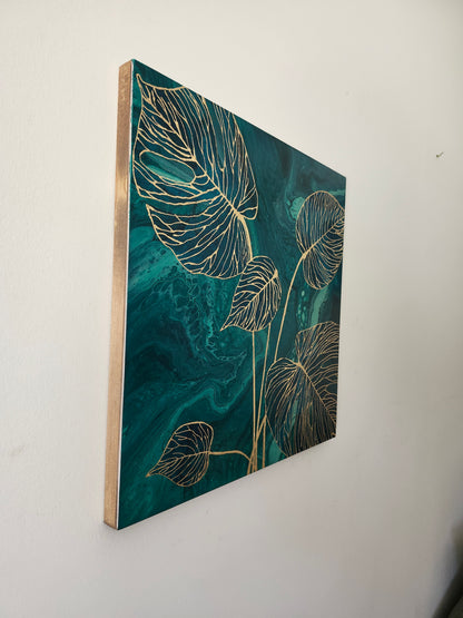 Gilded Monstera Original Painting
