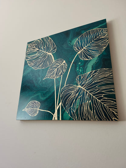 Gilded Monstera Original Painting