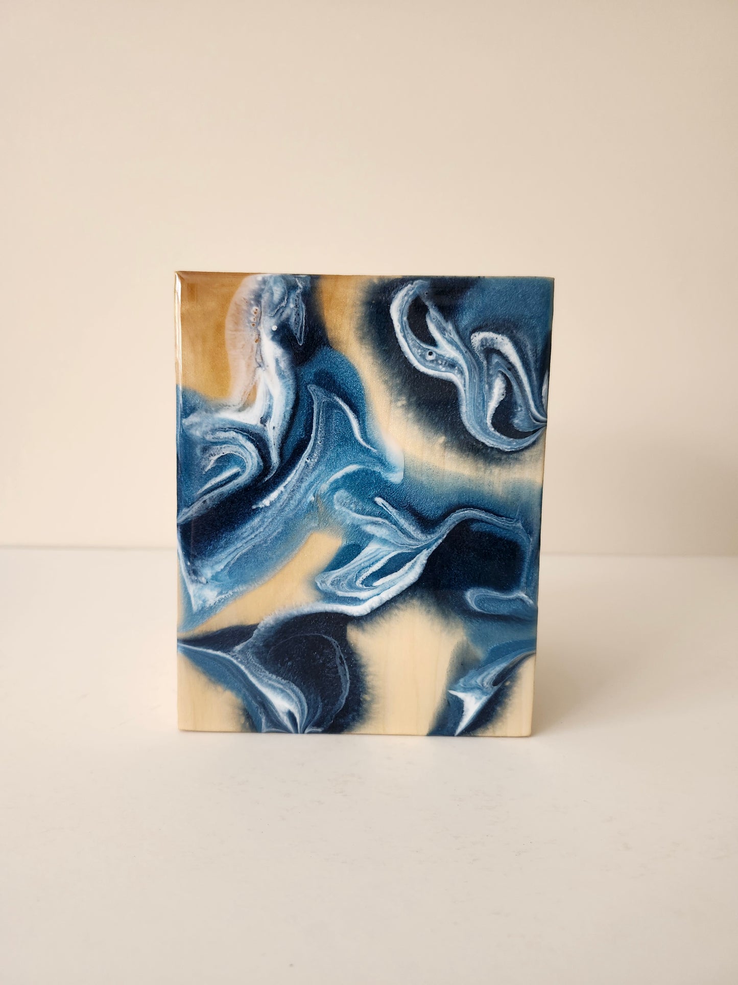 Utensil Holder with Navy Swirls