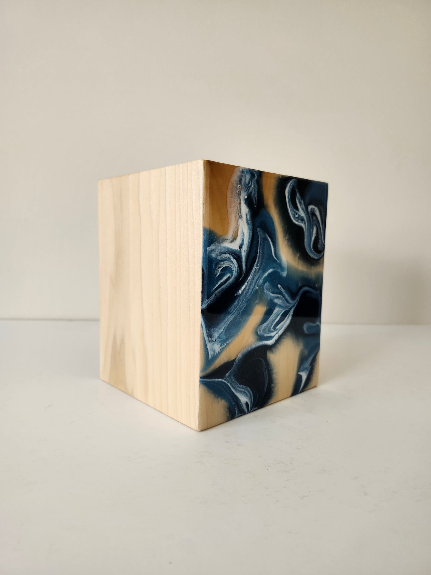 Utensil Holder with Navy Swirls