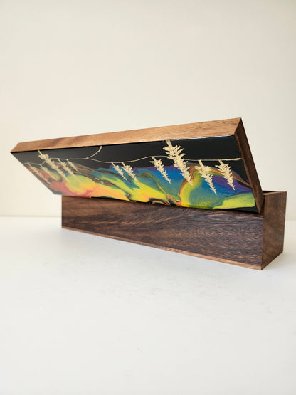 Aurora Inspired Tea Box (rainbow sky, gold trees)