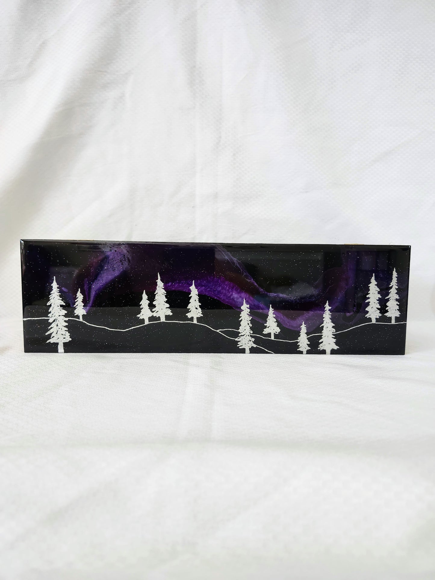 Aurora Inspired Tea Box (Purple sky silver trees)