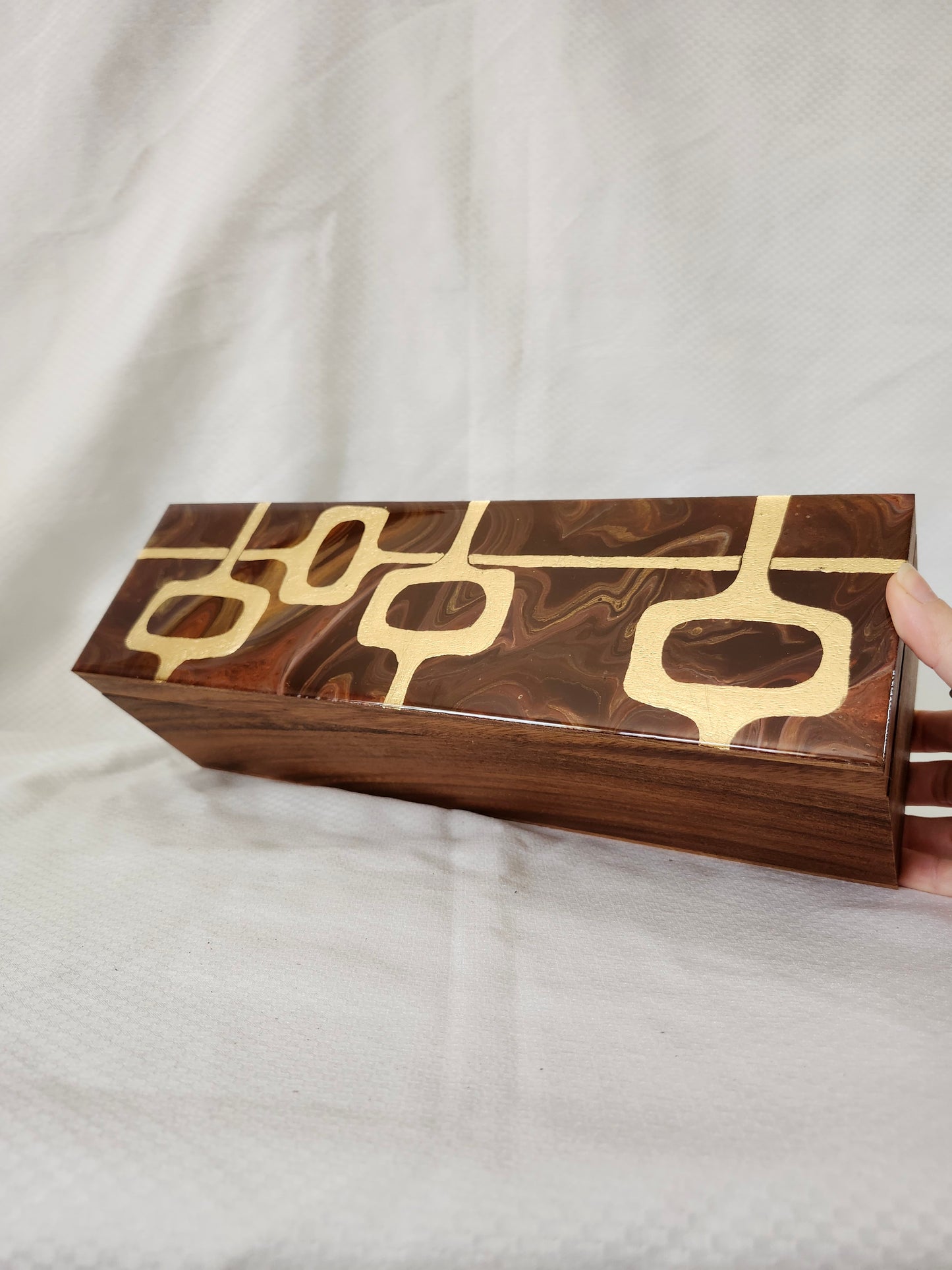 Mid Century Modern Tea Box (gold)