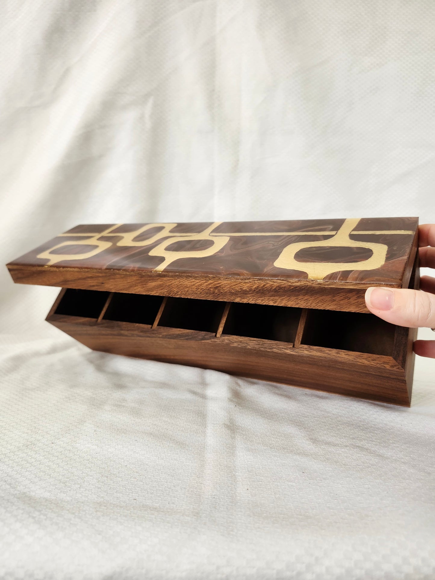 Mid Century Modern Tea Box (gold)