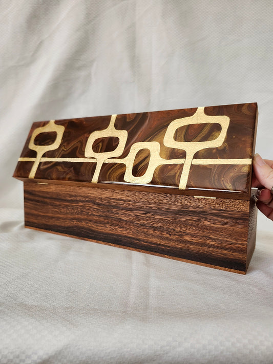 Mid Century Modern Tea Box (gold)