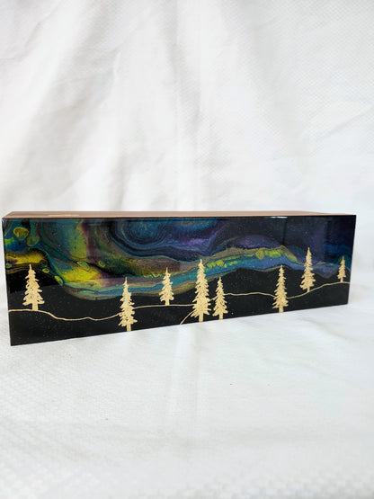 Aurora Inspired Tea Box (multicolor sky gold trees)