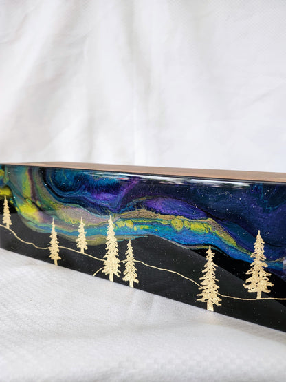 Aurora Inspired Tea Box (multicolor sky gold trees)