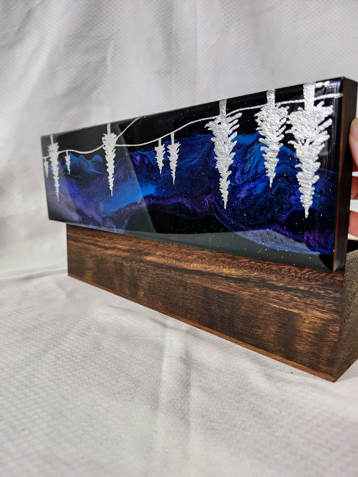 Aurora Inspired Tea Box (Blue sky silver trees)