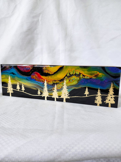 Aurora Inspired Tea Box (multicolor sky, gold trees)