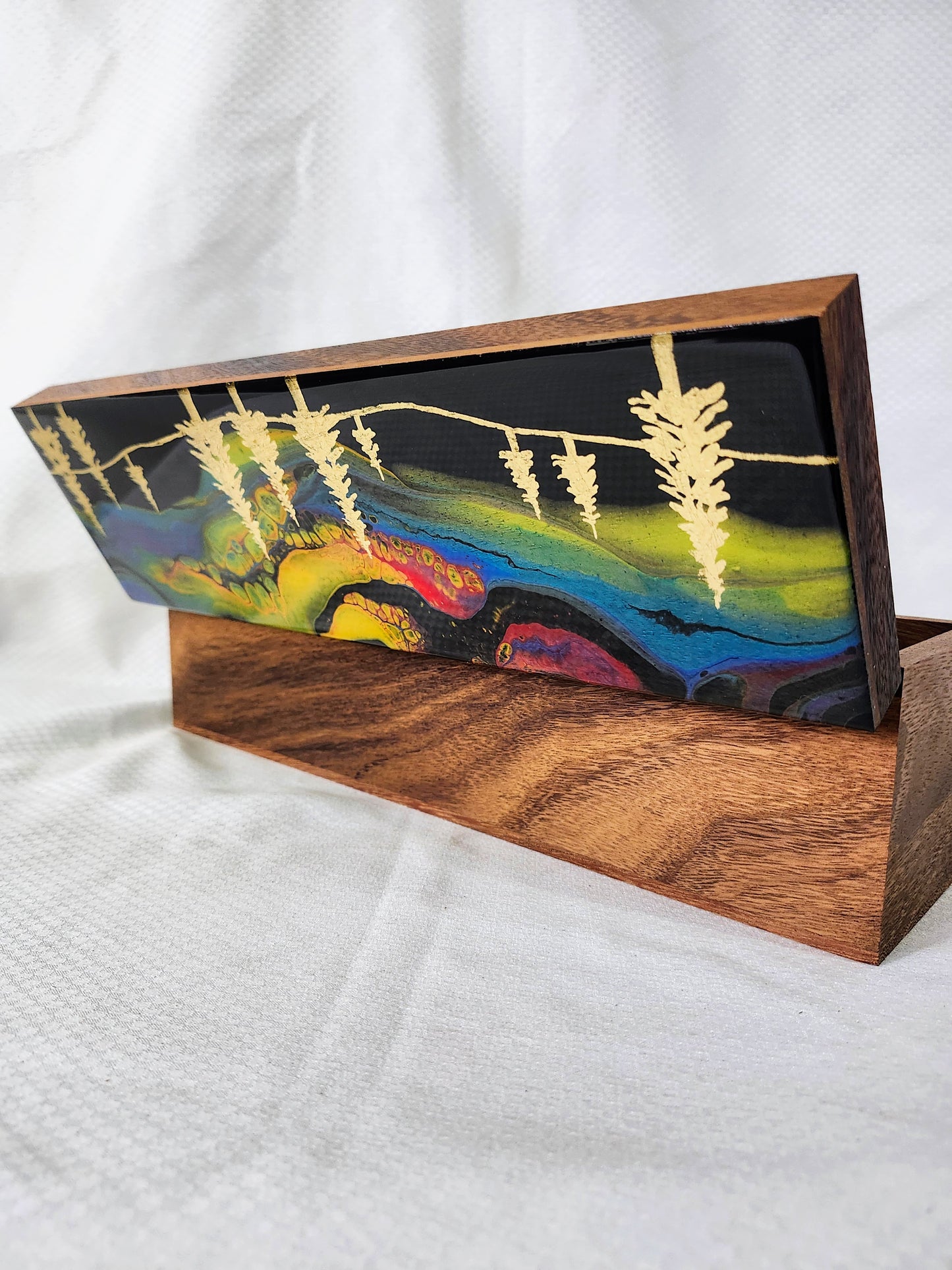 Aurora Inspired Tea Box (multicolor sky, gold trees)