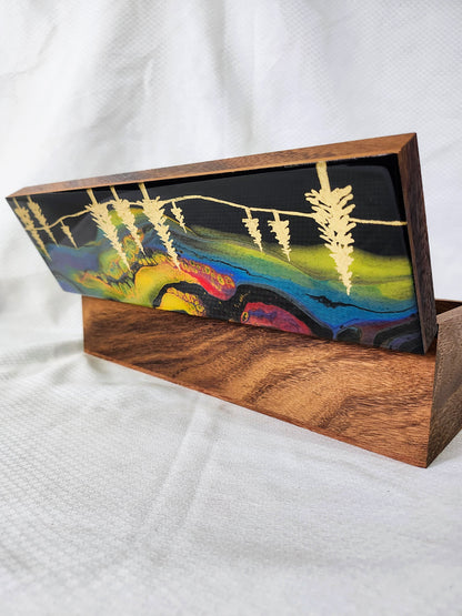 Aurora Inspired Tea Box (multicolor sky, gold trees)
