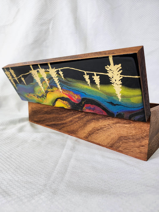 Aurora Inspired Tea Box (multicolor sky, gold trees)