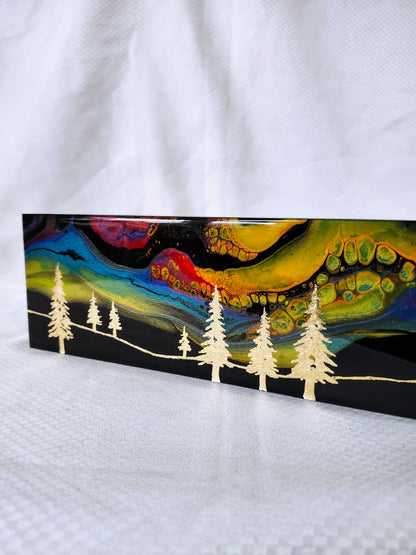 Aurora Inspired Tea Box (multicolor sky, gold trees)