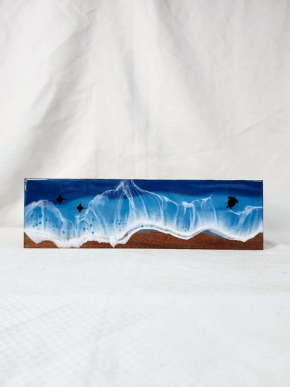 Ocean Tea Box | Wood Beach with Sea Turtle + Stingrays | Pacific Blue Ocean