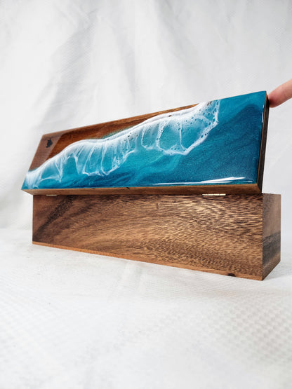 Ocean Tea Box | Wood Beach with Sea Turtle| Caribbean Ocean