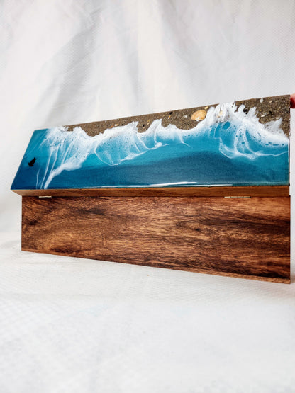 Ocean Tea Box | Texture Beach with Sea Turtle | Caribbean Ocean