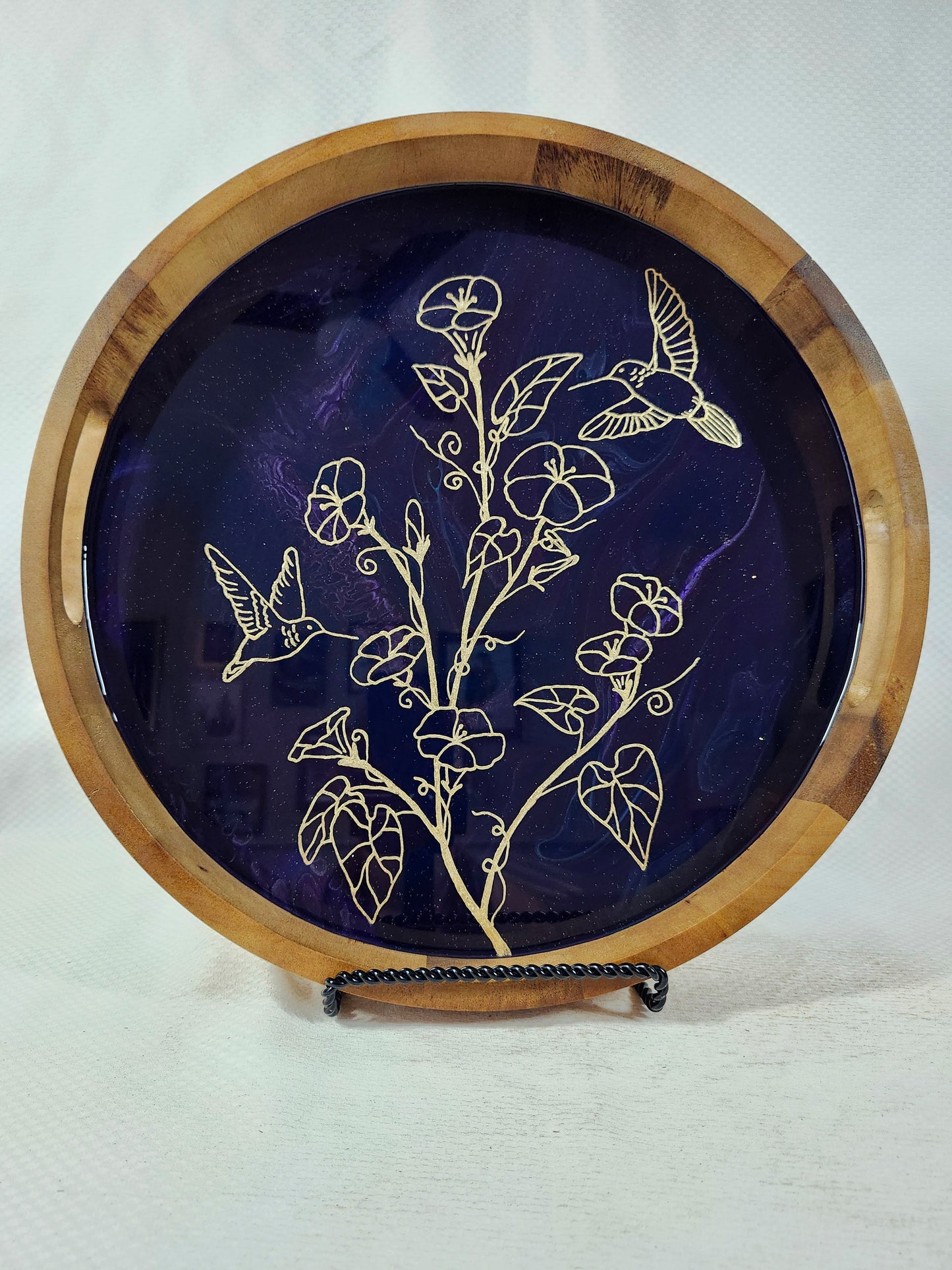 Hummingbirds and Petunia Serving Tray | Medium (15 inch)