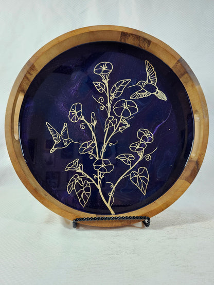 Hummingbirds and Petunia Serving Tray | Medium (15 inch)