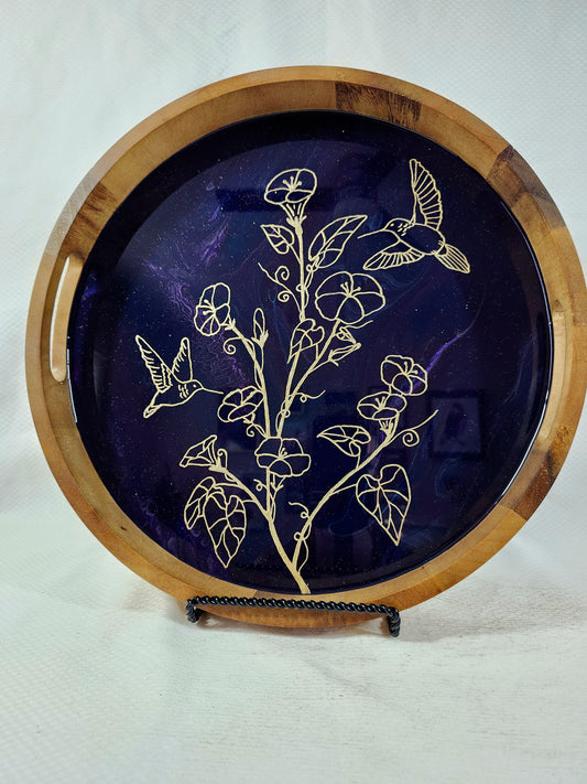 Hummingbirds and Petunia Serving Tray | Medium (15 inch)