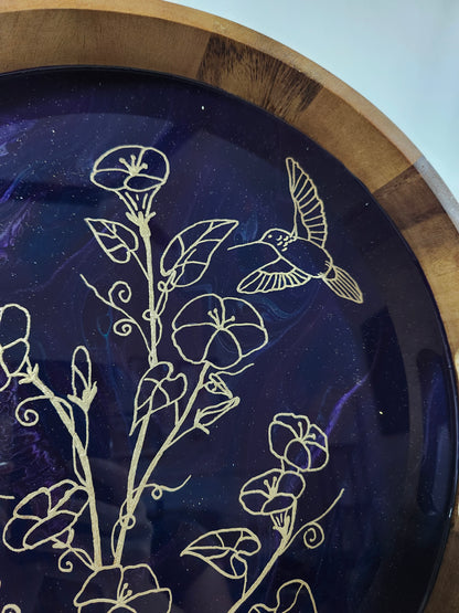 Hummingbirds and Petunia Serving Tray | Medium (15 inch)