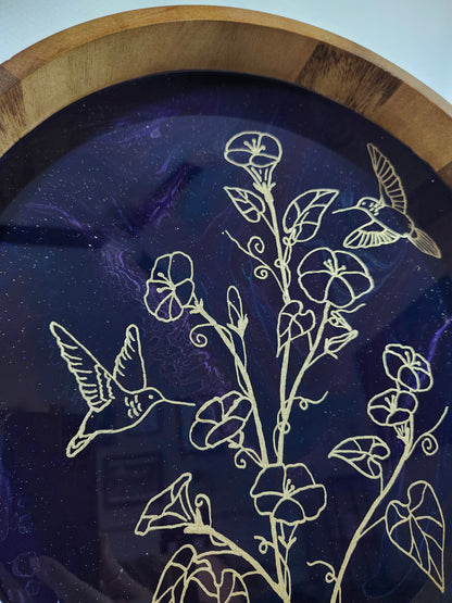 Hummingbirds and Petunia Serving Tray | Medium (15 inch)