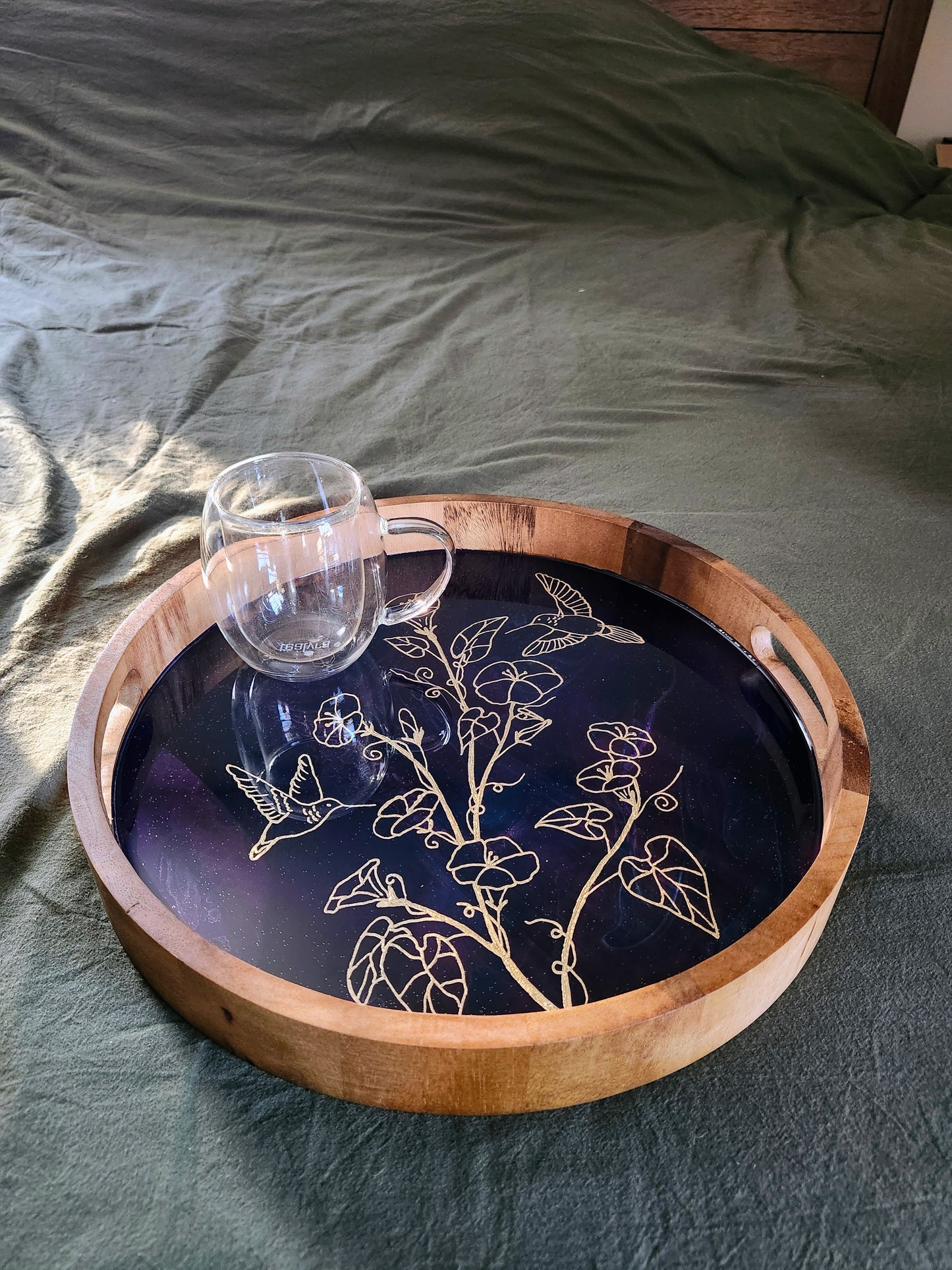 Hummingbirds and Petunia Serving Tray | Medium (15 inch)