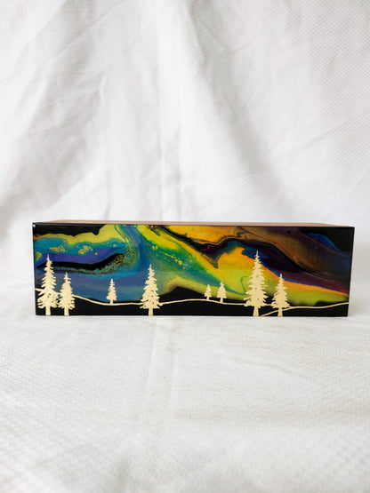 Aurora Inspired Tea Box (multicolor sky gold trees)