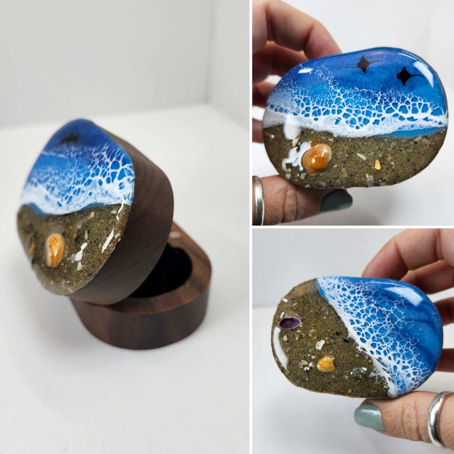 Ring boxes | Pacific Blue Ocean with Sandy Beach