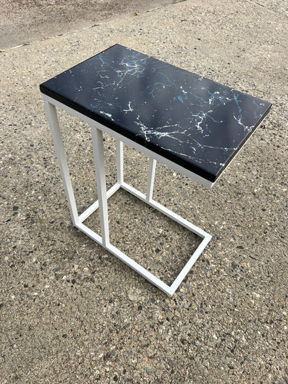 Splattered White and Navy "C" Table