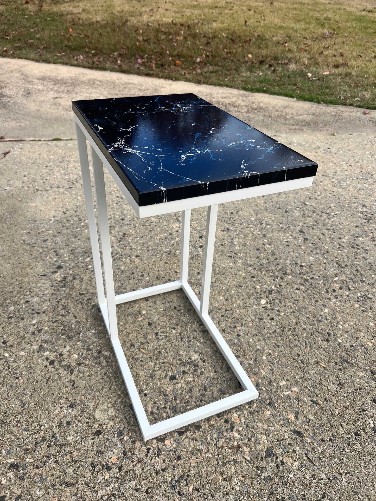 Splattered White and Navy "C" Table