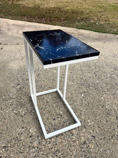 Splattered White and Navy "C" Table