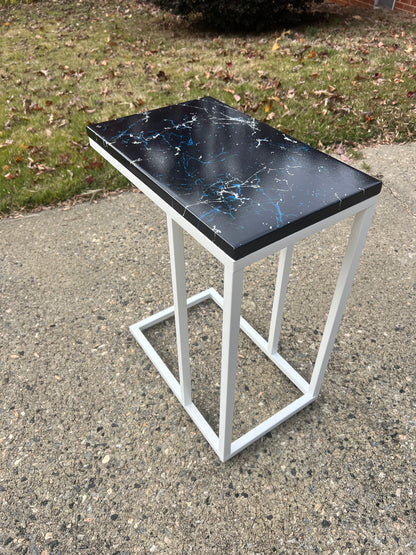 Splattered White and Navy "C" Table