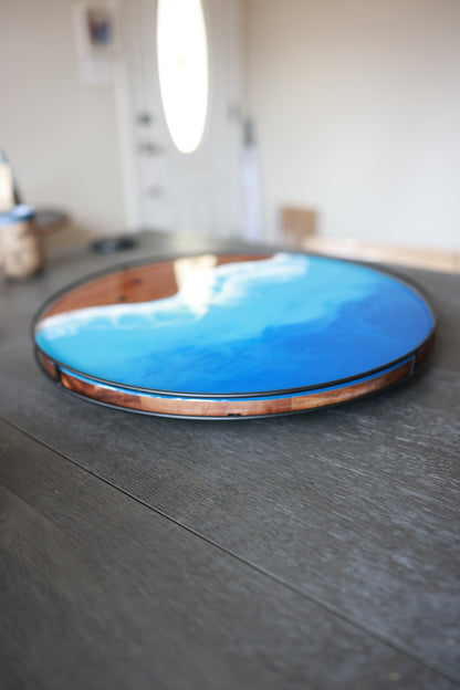 Metal Rail Lazy Susan | Pacific Blue Ocean with Sea Turtles