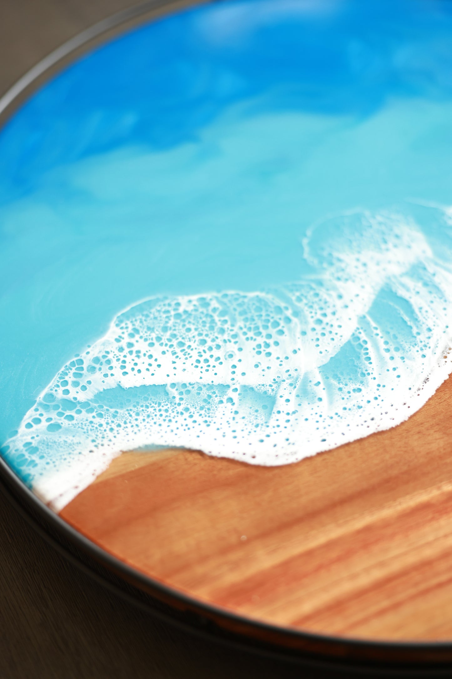 Metal Rail Lazy Susan | Pacific Blue Ocean with Sea Turtles