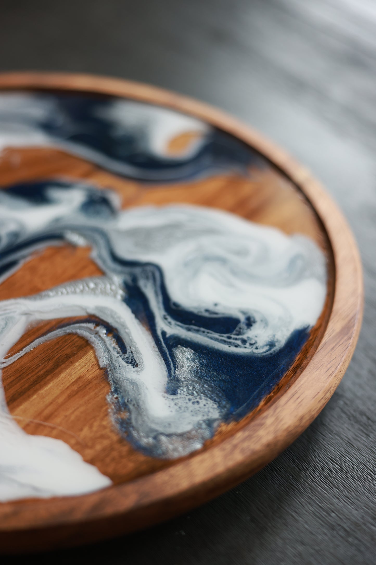 Lazy Susan | Navy Blue and White Swirl