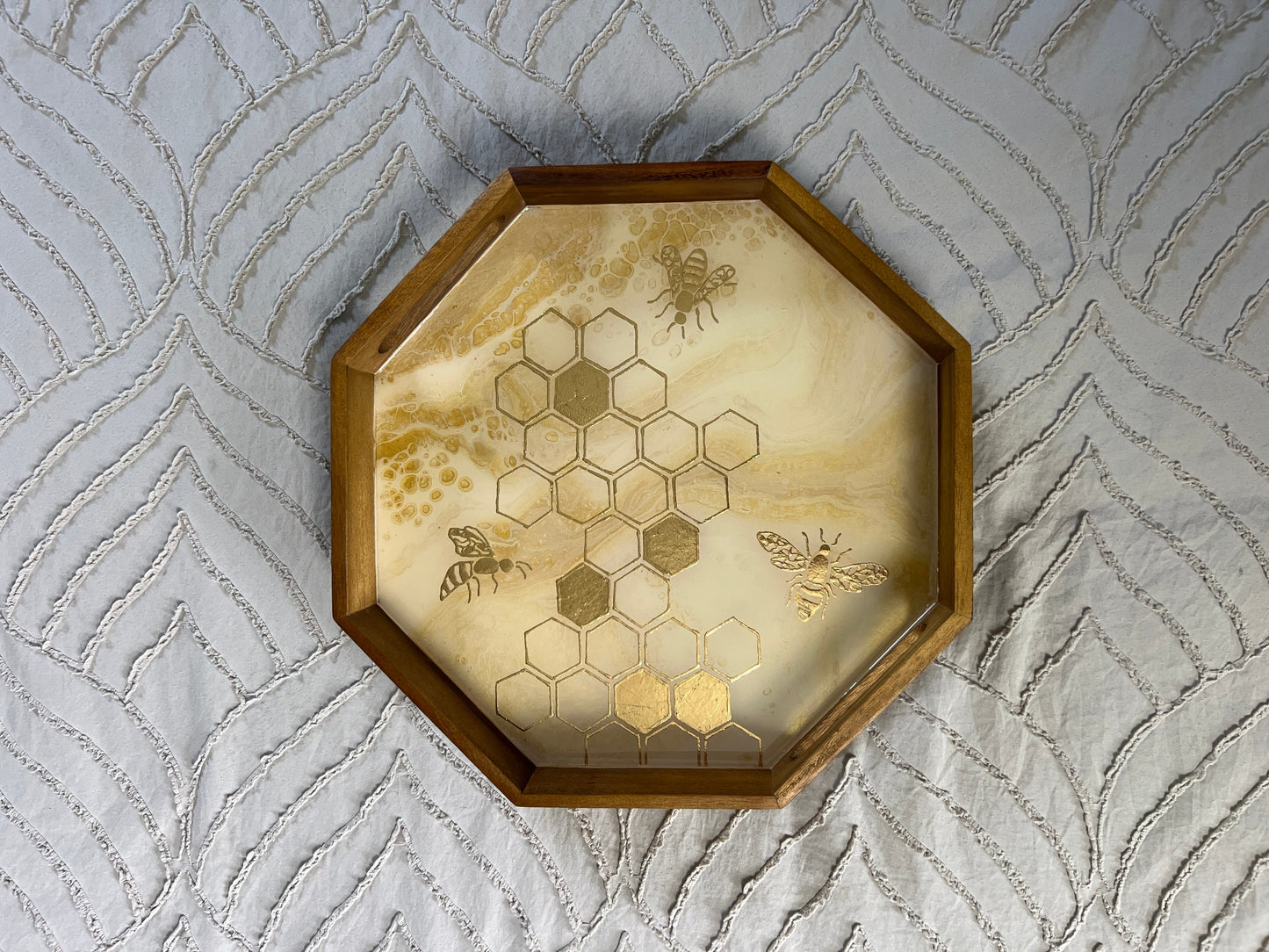 Gilded gold Honeycomb Serving Tray | Small