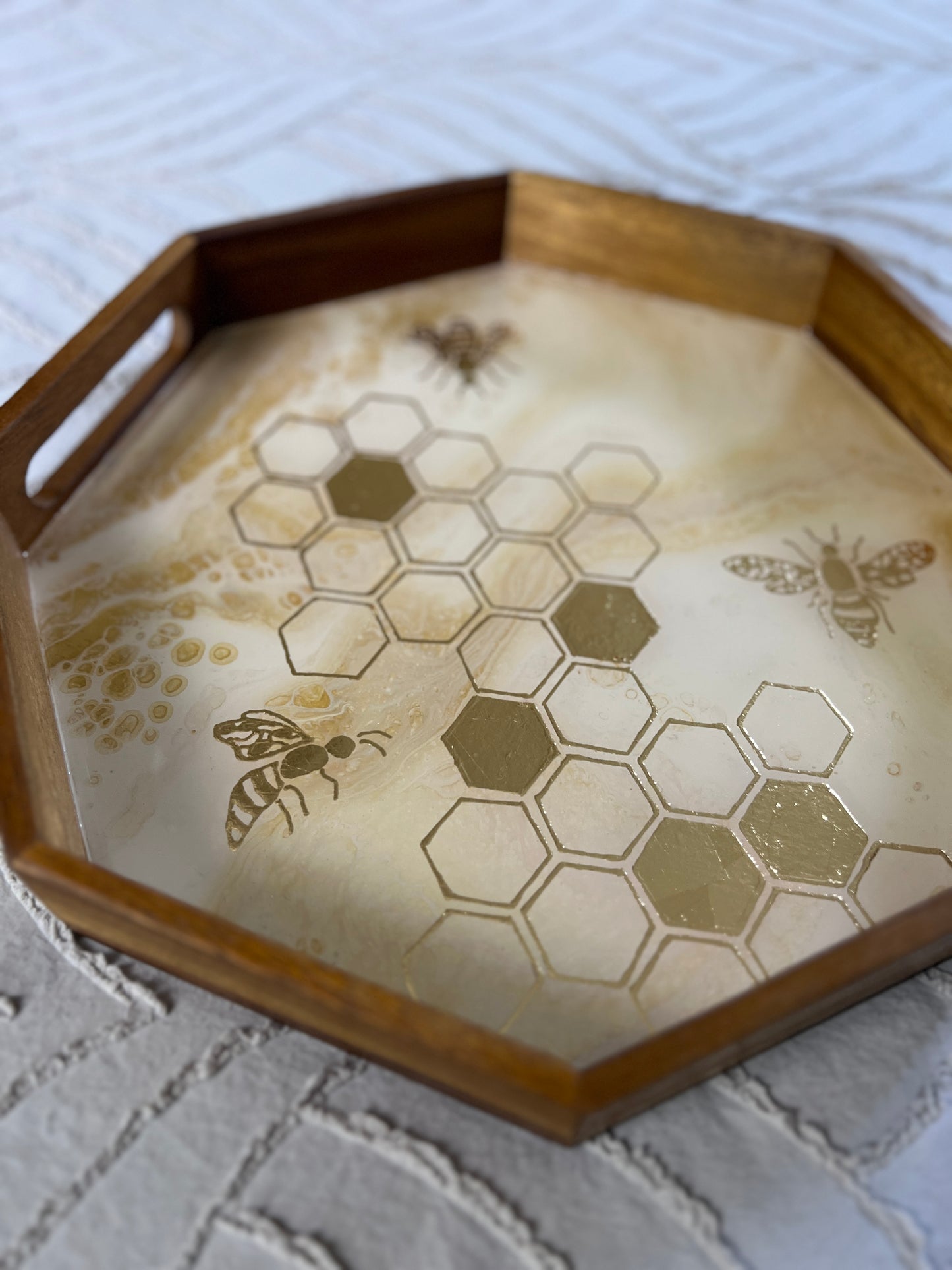Gilded gold Honeycomb Serving Tray | Small
