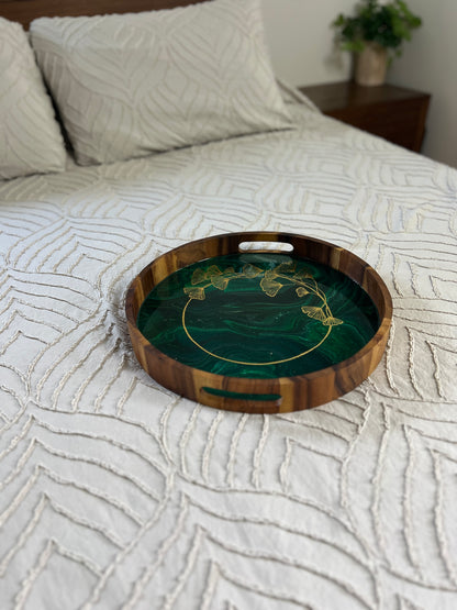 Circle Gold Ginkgo Serving Tray | Medium