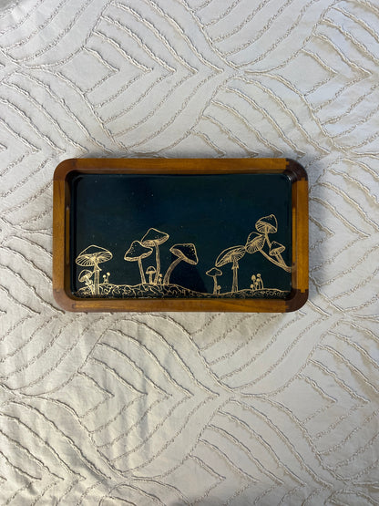 Gilded Gold Mushroom Rectangle Catch All Tray