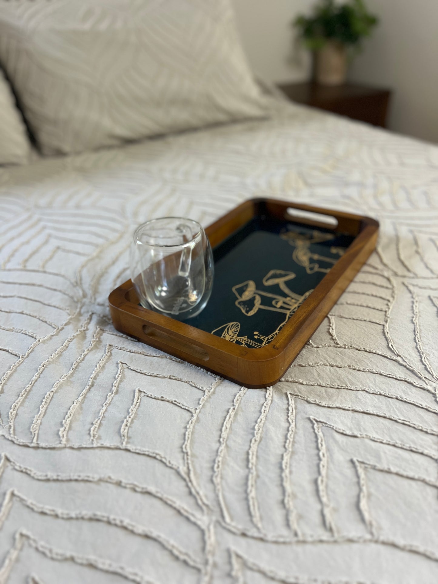 Gilded Gold Mushroom Rectangle Catch All Tray
