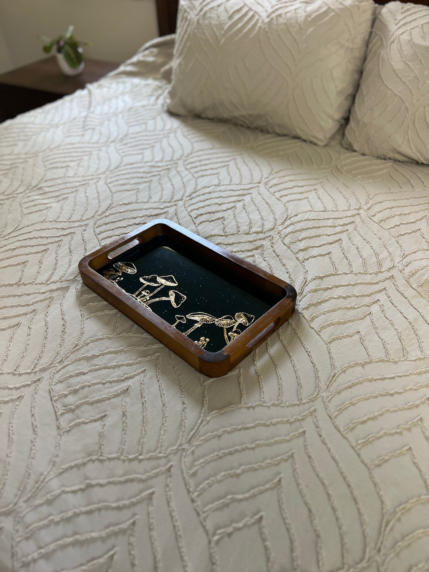 Gilded Gold Mushroom Rectangle Catch All Tray