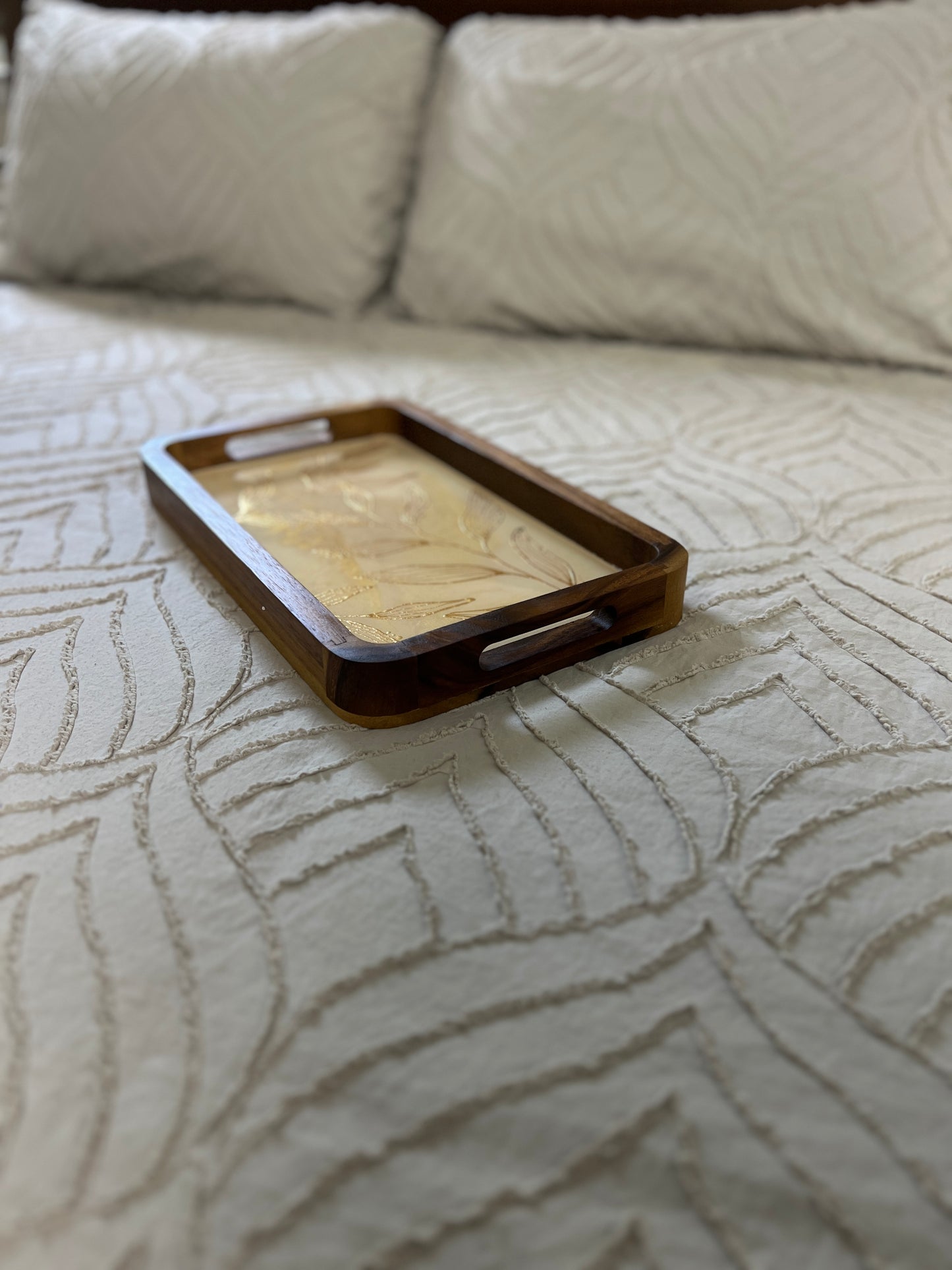 Gilded Gold Leaf Rectangle Catch All Tray