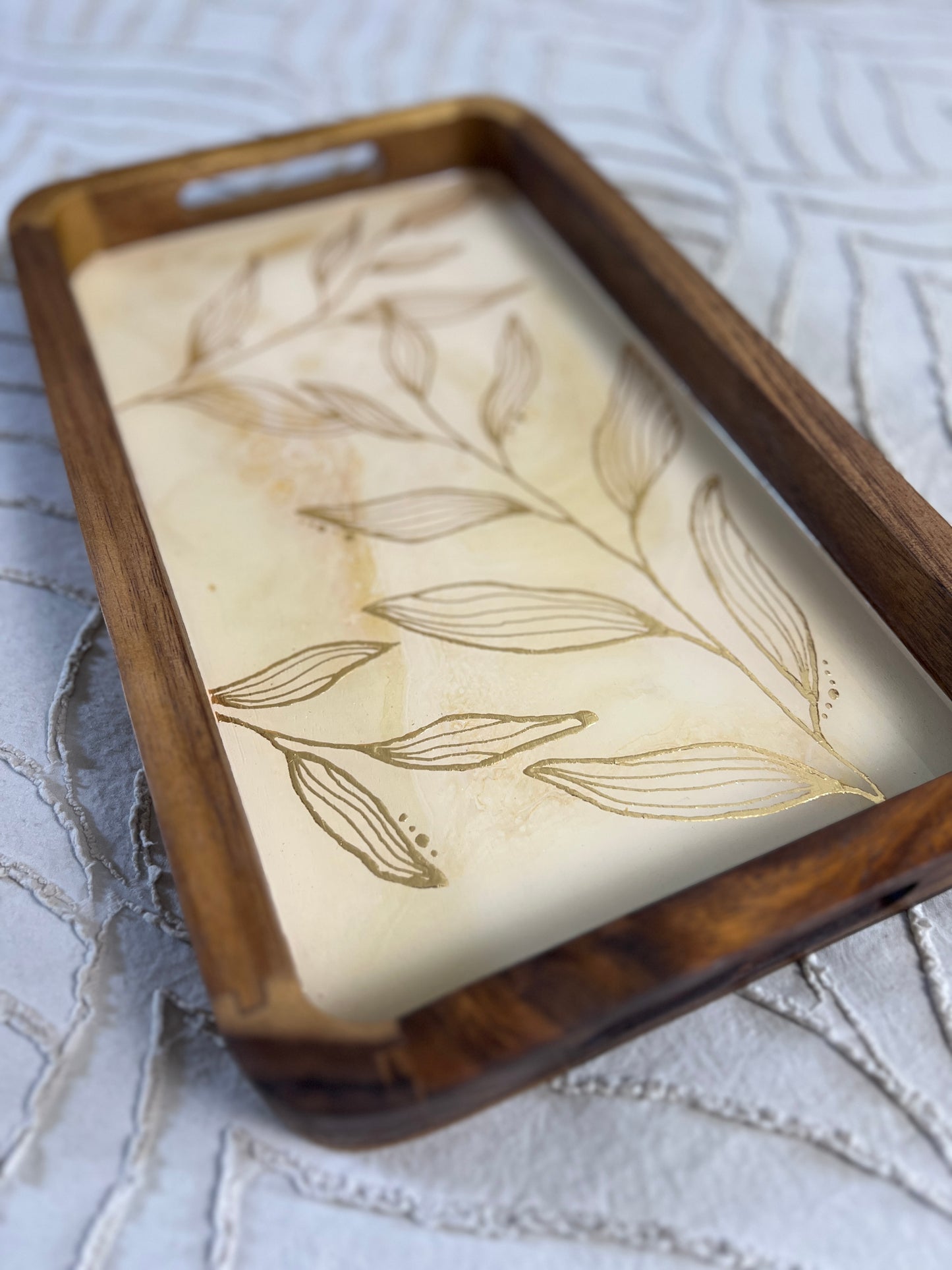 Gilded Gold Leaf Rectangle Catch All Tray