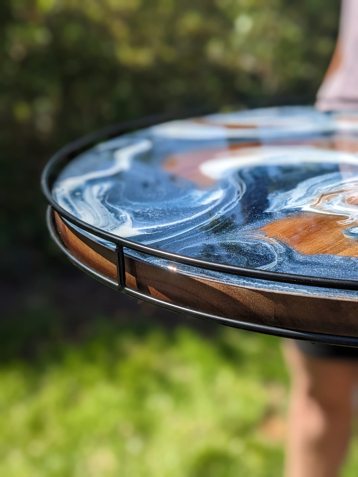 MADE TO ORDER Lazy Susan with metal rail