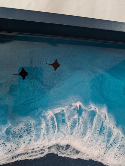 Caribbean Rectangle Serving Tray with glitter beach