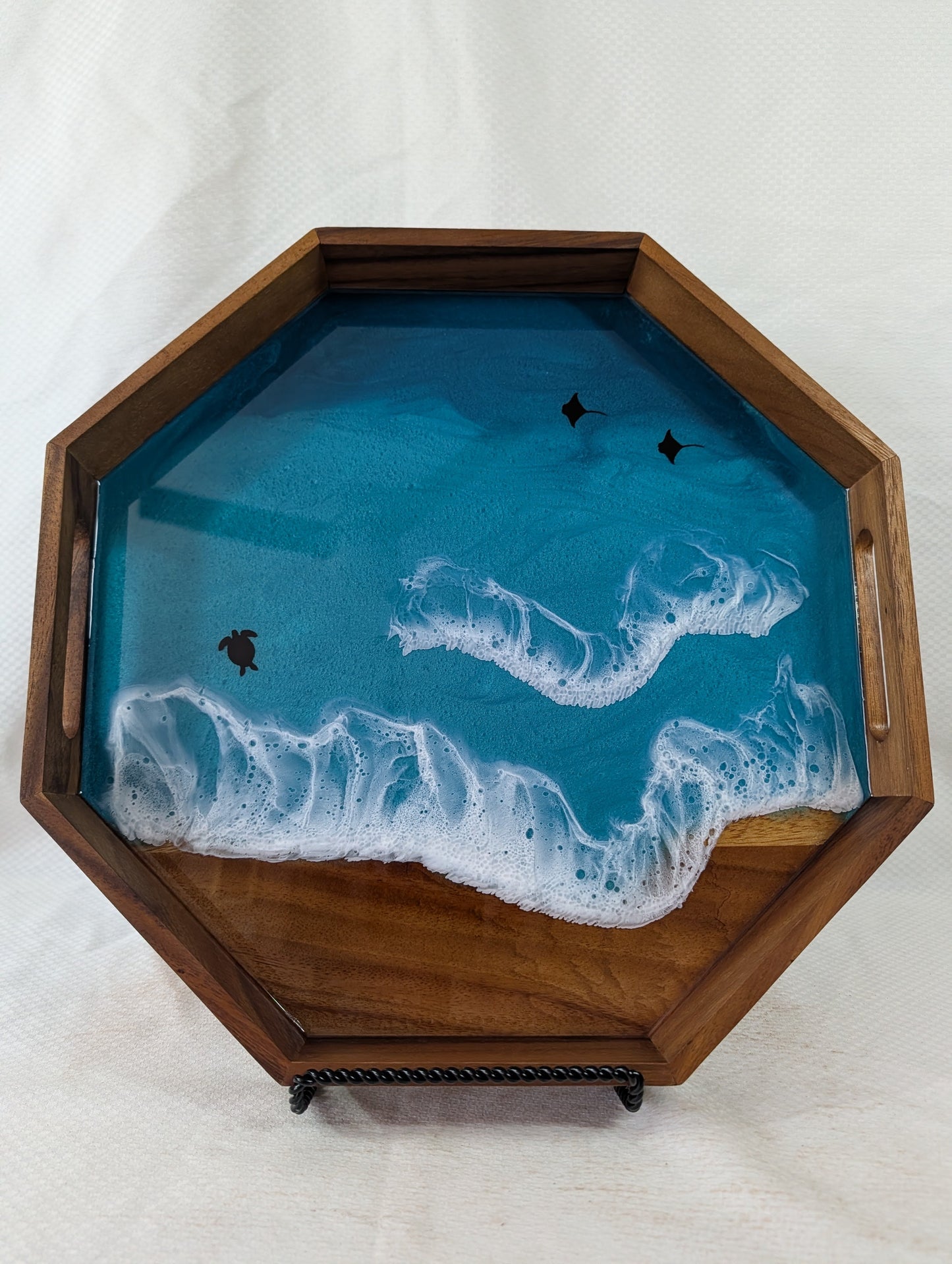 Caribbean Serving Tray with stingrays and turtle (15 inch Octagon)