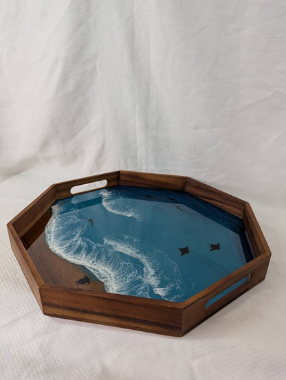 Caribbean Serving Tray with animals (17 inch Octagon)